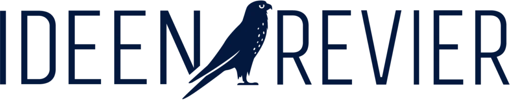 Blaues Ideenrevier Logo (Querformat mit Falke in der Mitte)
