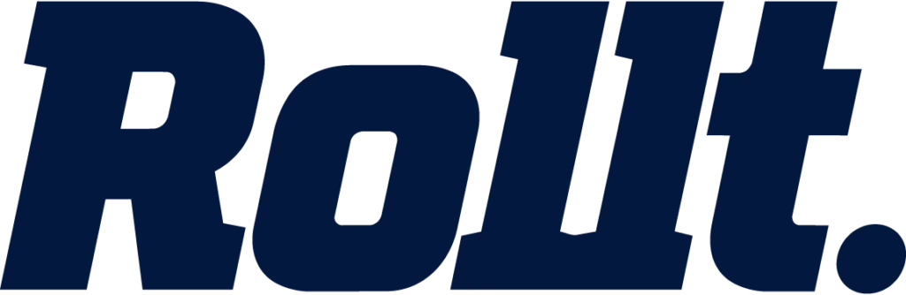 Blaues Rollt Logo mit transparentem Hintergrund