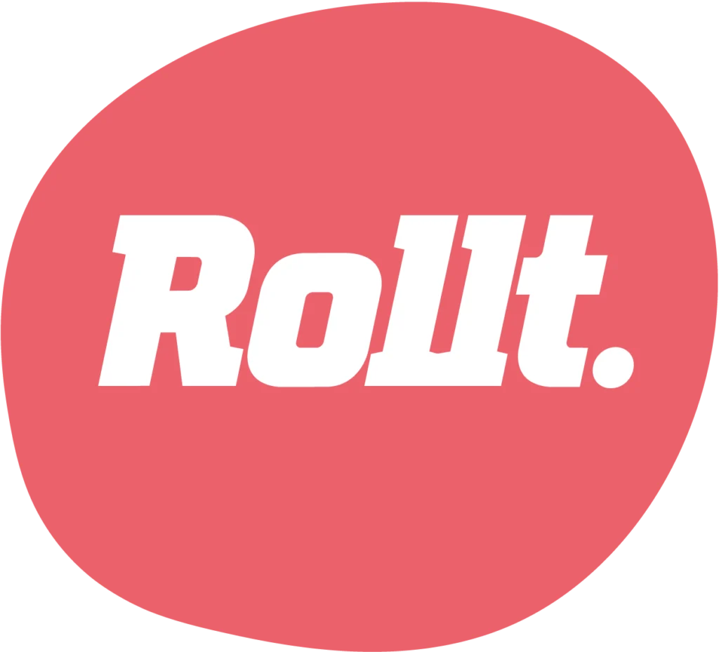Weißes Rollt Logo auf rotem Kreis