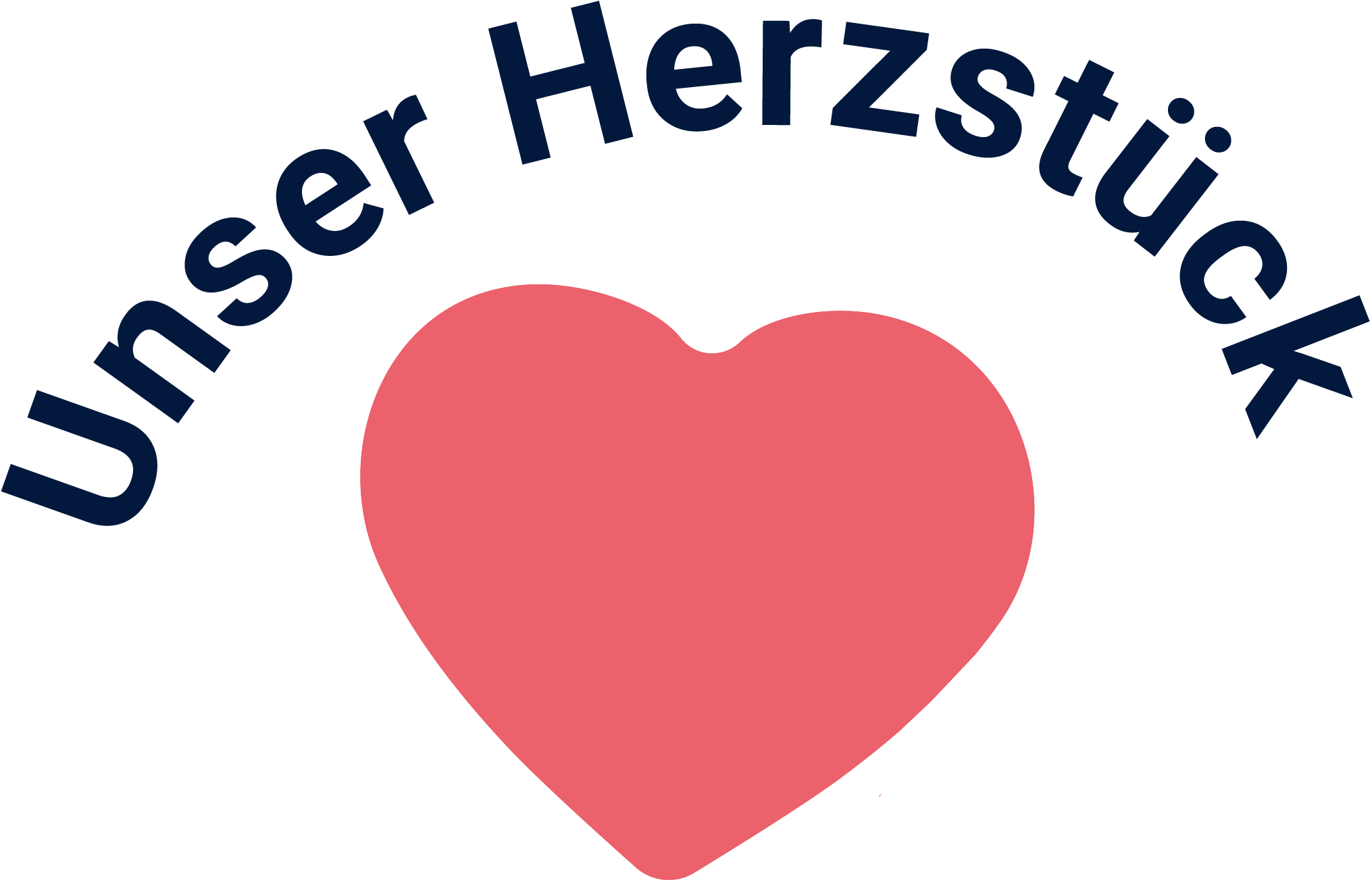 Mutmacher Pioniere Icon rotes Herz. Im Halbkreis über dem Icon steht "Unser Herzstück" in blau